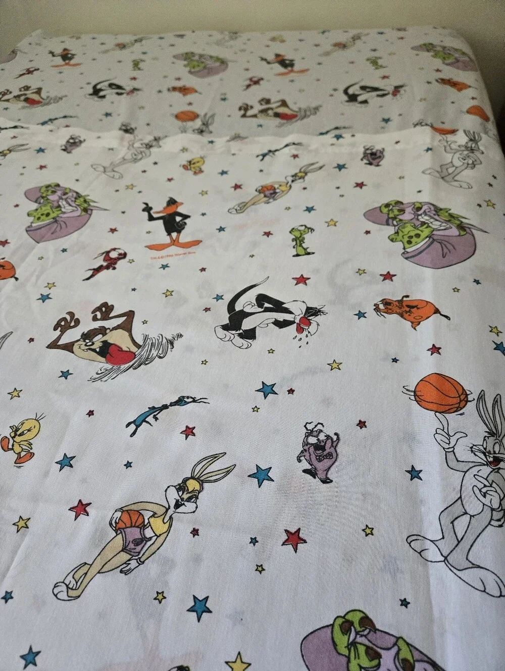 Vintage 1996 Space Jam Looney Tunes Twin Sheet Set Bibb Company Bugs Bunny